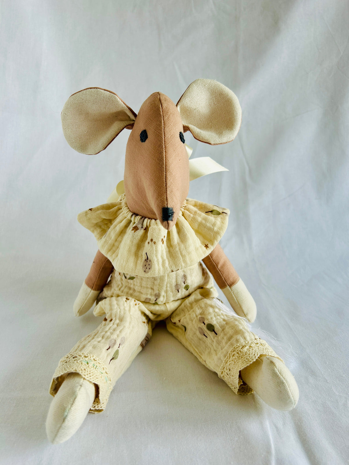 Handmade Mabel Mouse Soft Toy - Nude Pink & Milk Hands & Feet