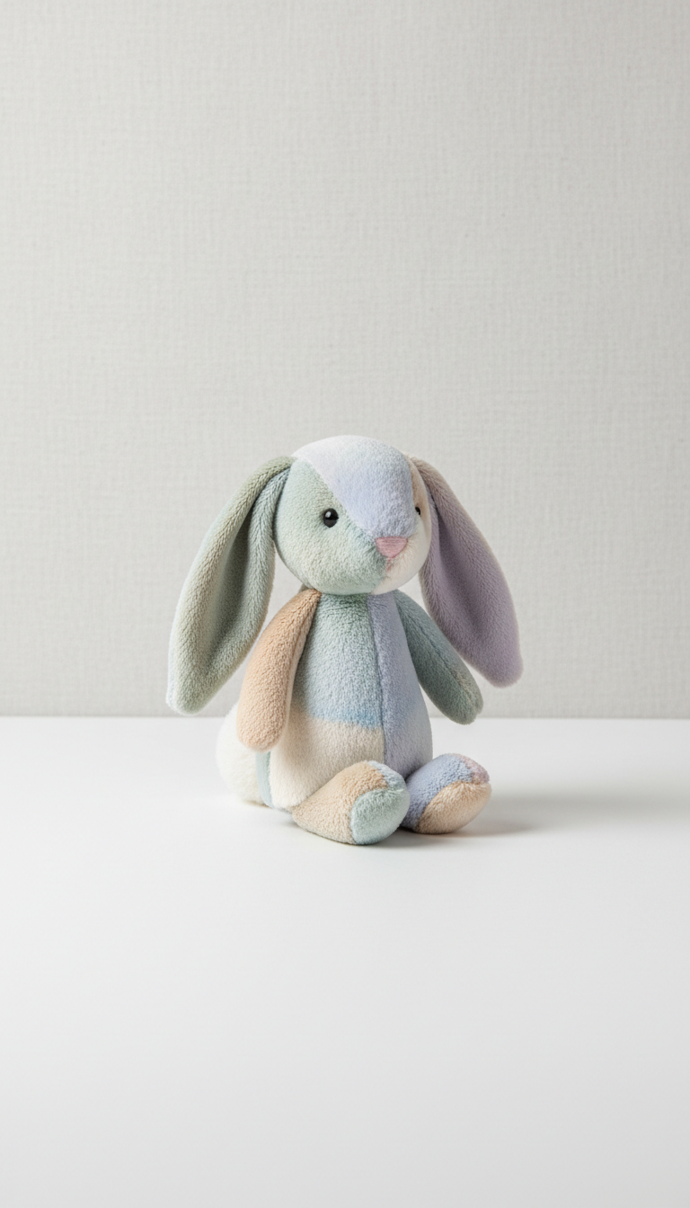Bunny plush toy in pastel faux fur