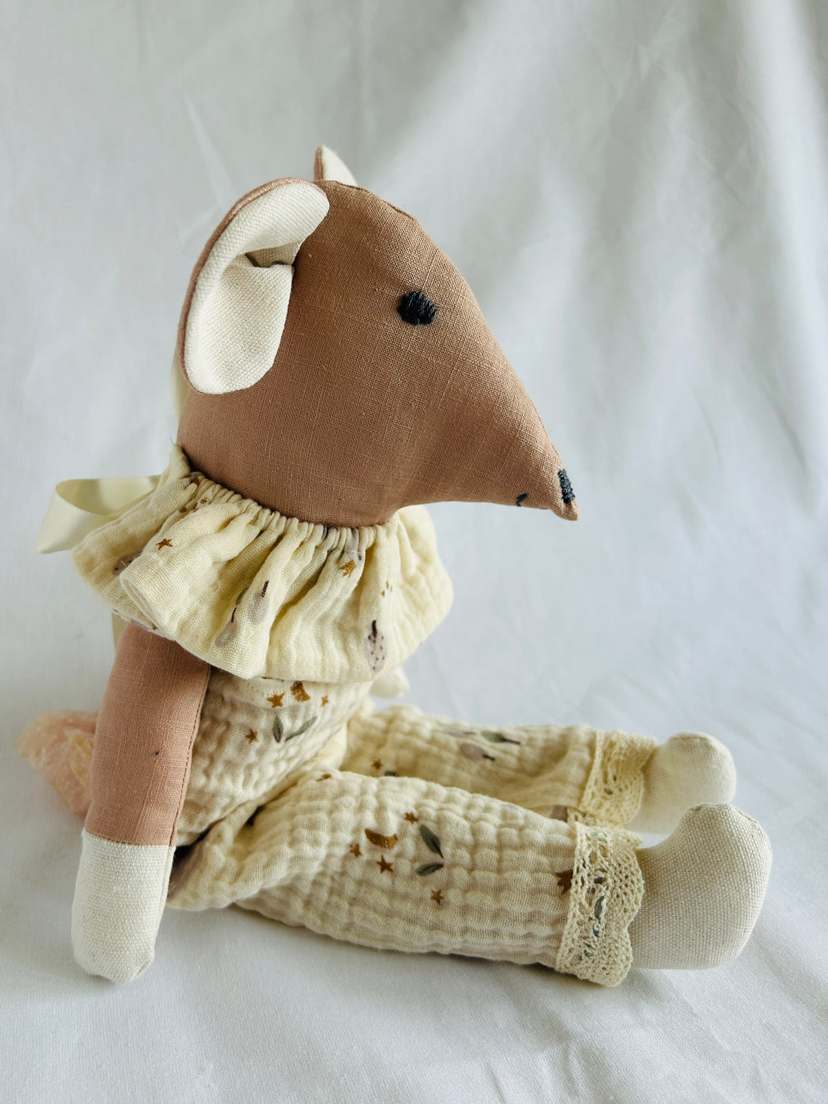 Handmade Mabel Mouse Soft Toy - Nude Pink & Milk Hands & Feet